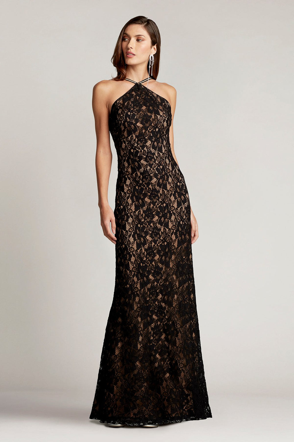 Aiden Floral Lace Halter Gown – Tadashi Shoji Official Online Boutique