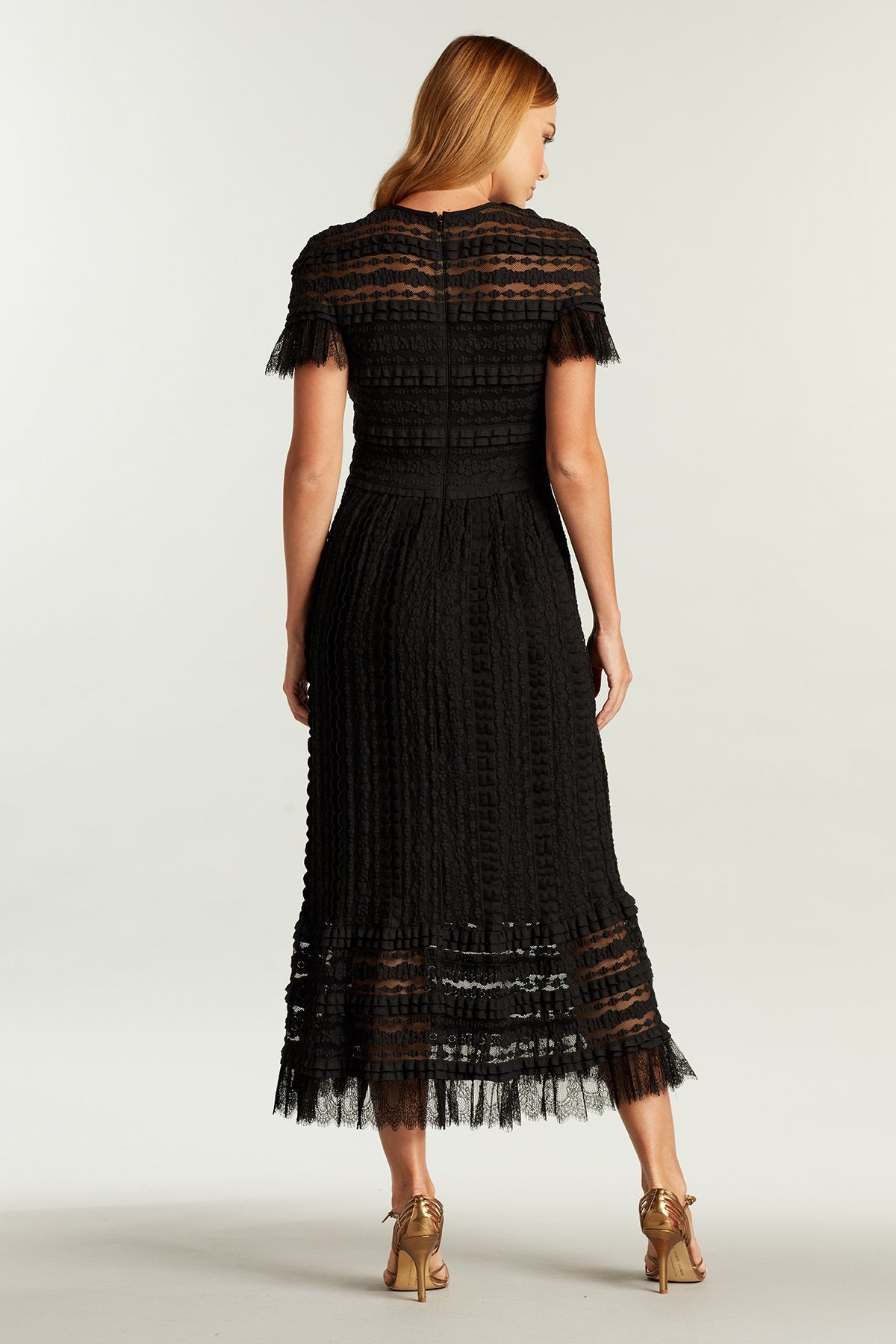 Anji Ruffle-Knit Midi Dress