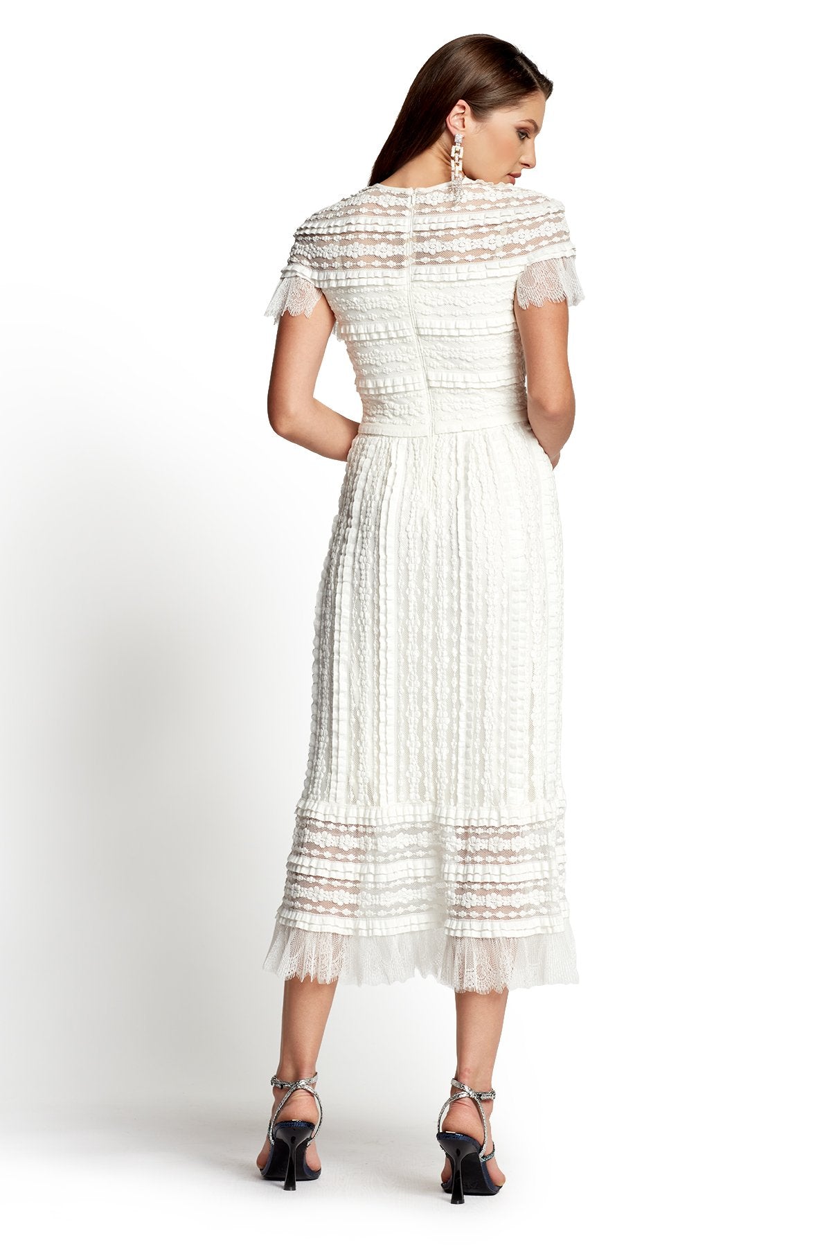 Anji Ruffle-Knit Midi Dress