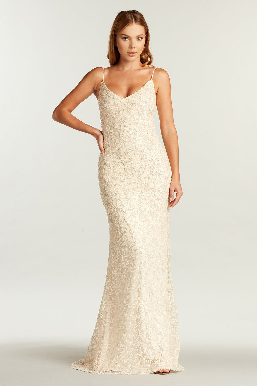 Teela Embroidered Spaghetti Strap Gown