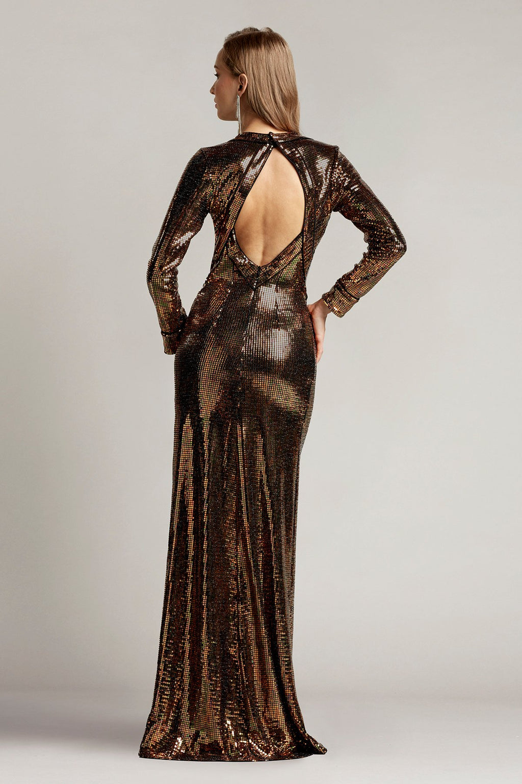 Audrina Sequin Plunge Gown
