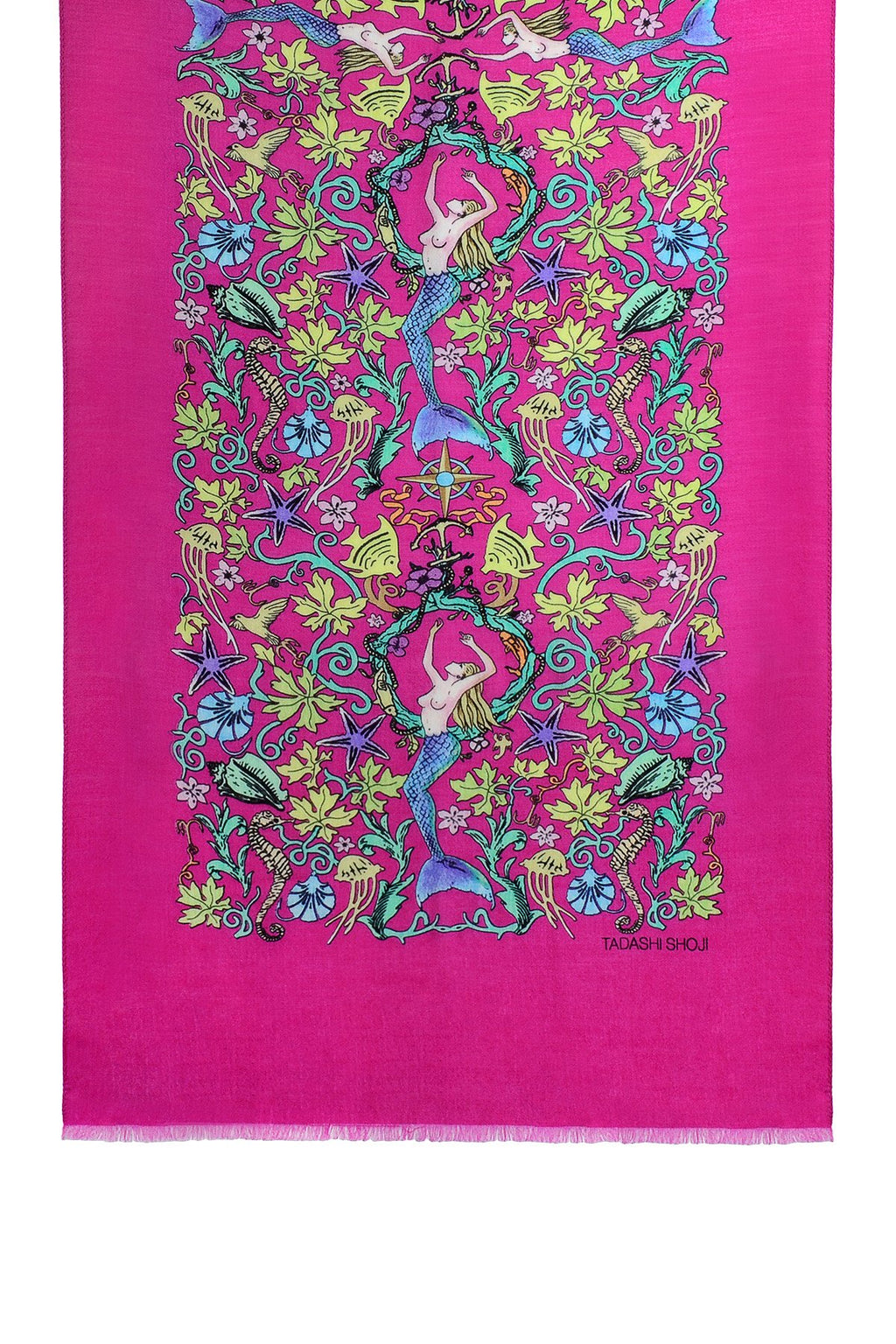 Mermaid Print Bamboo and Wool Scarf
