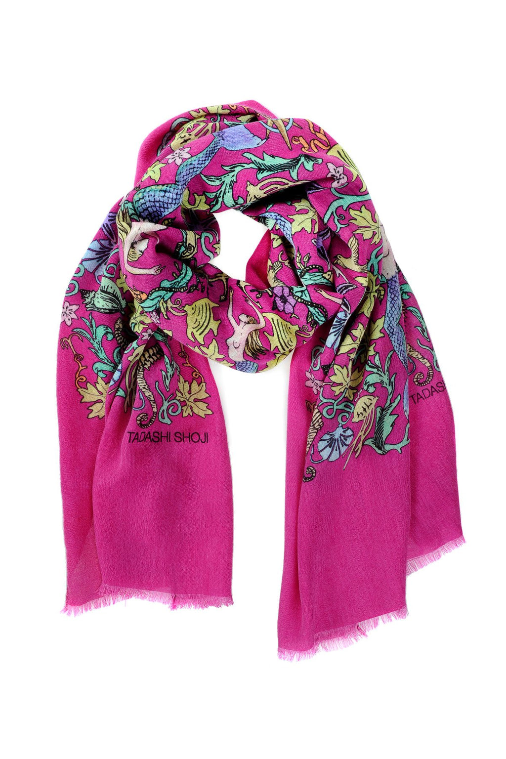 Mermaid Print Bamboo and Wool Scarf