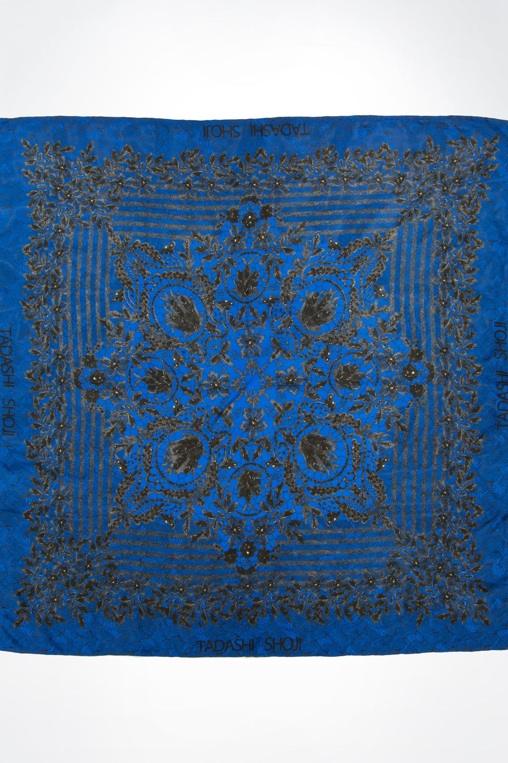 Lace Print Silk Scarf in Blue
