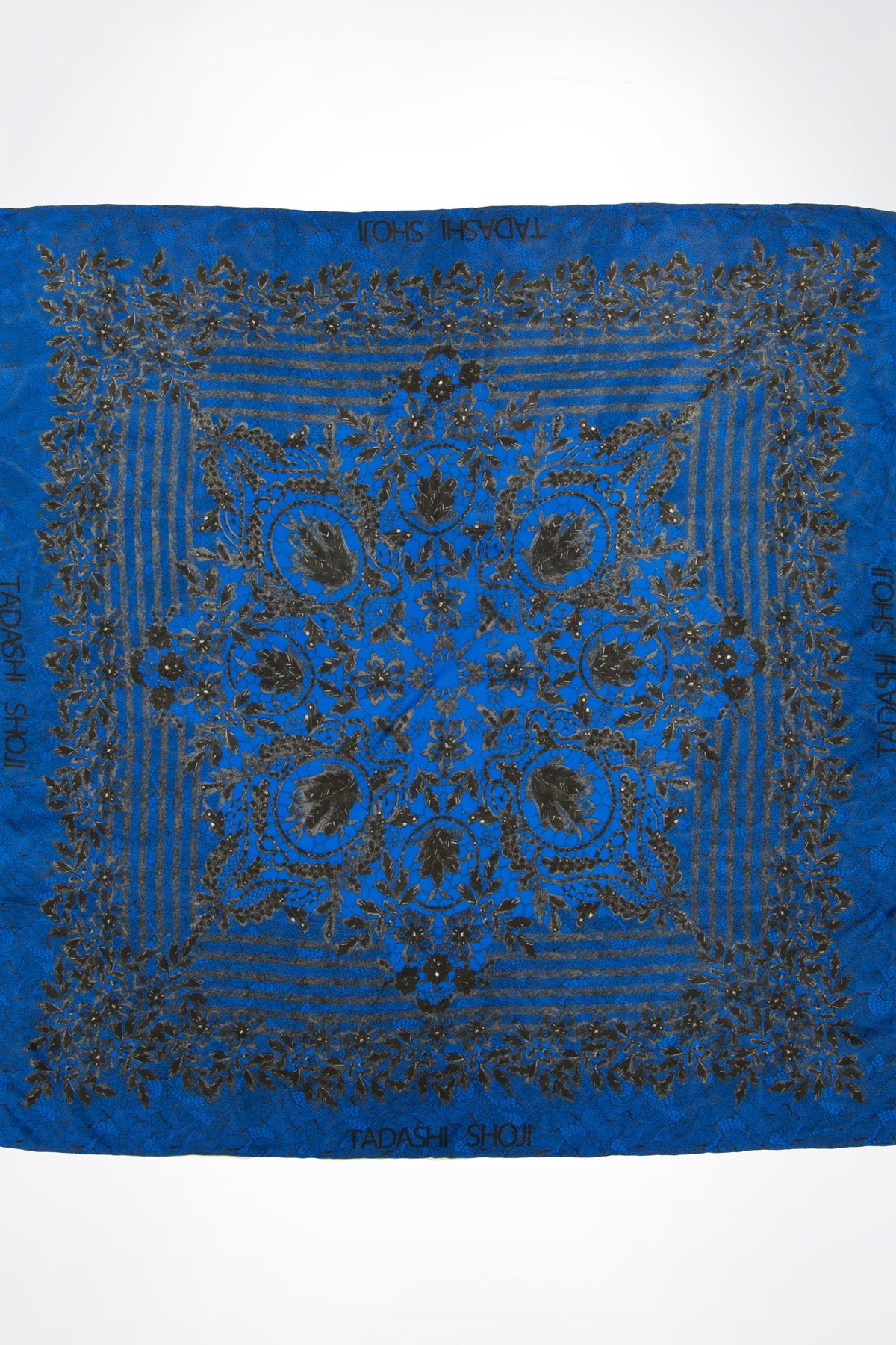 Lace Print Silk Scarf in Blue
