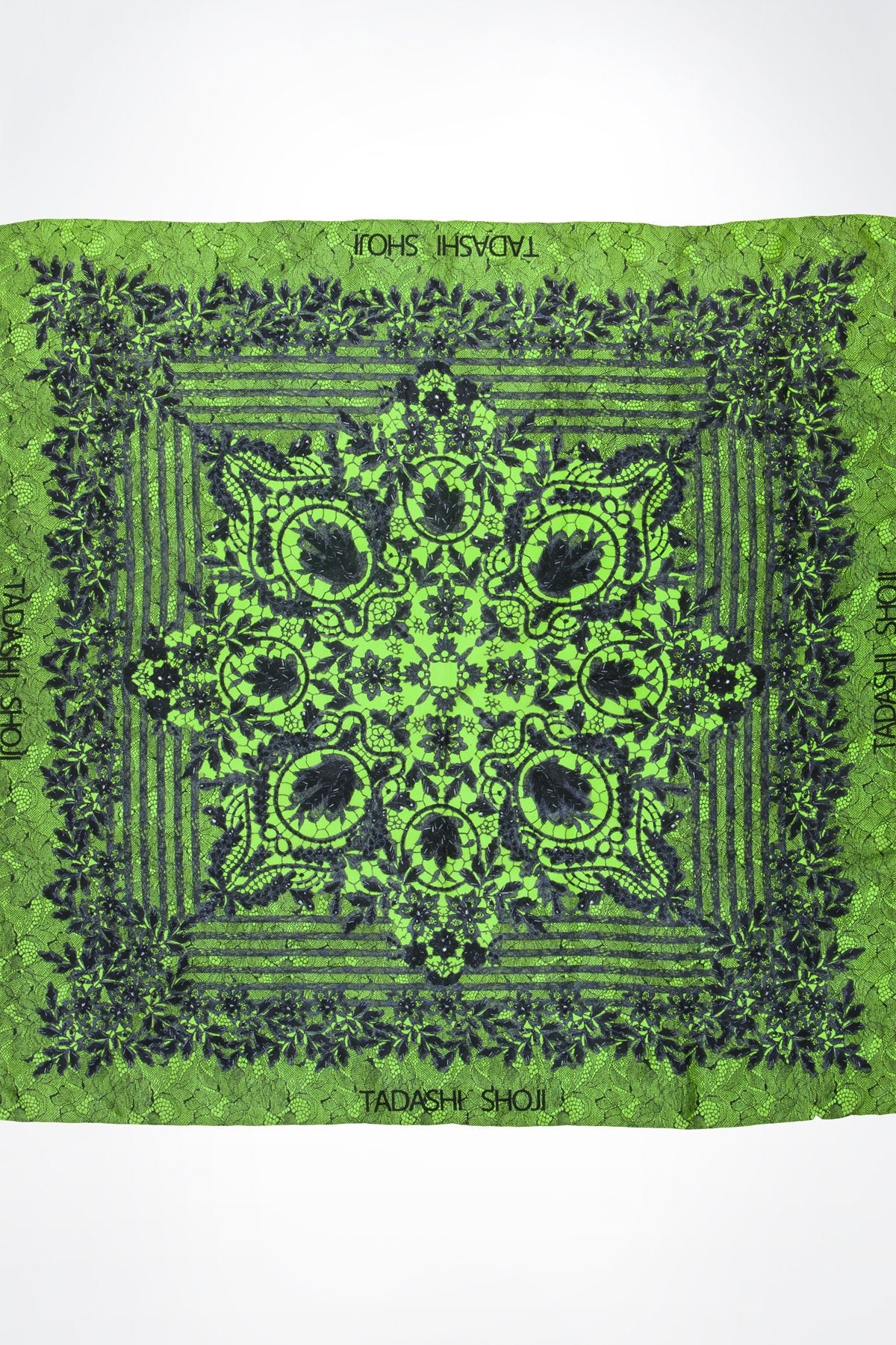 Lace Print Silk Scarf in Green