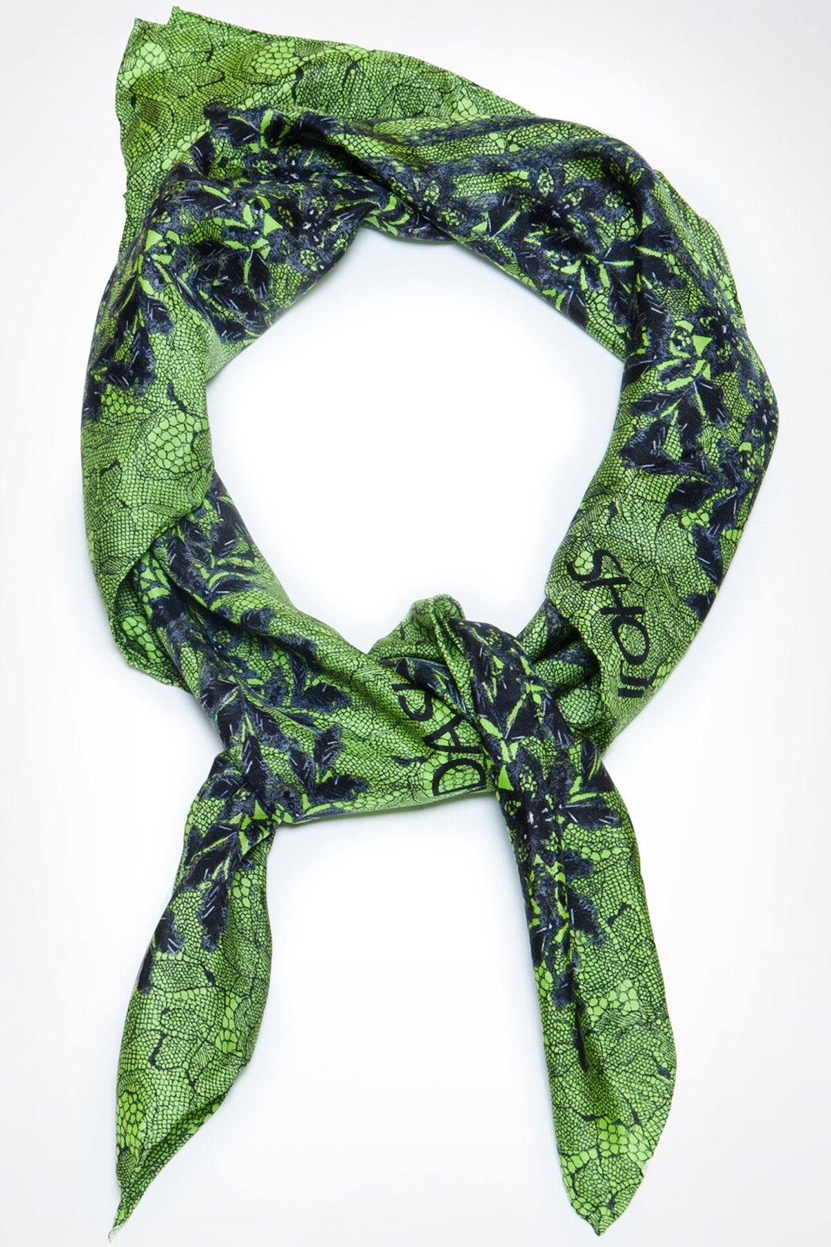 Lace Print Silk Scarf in Green