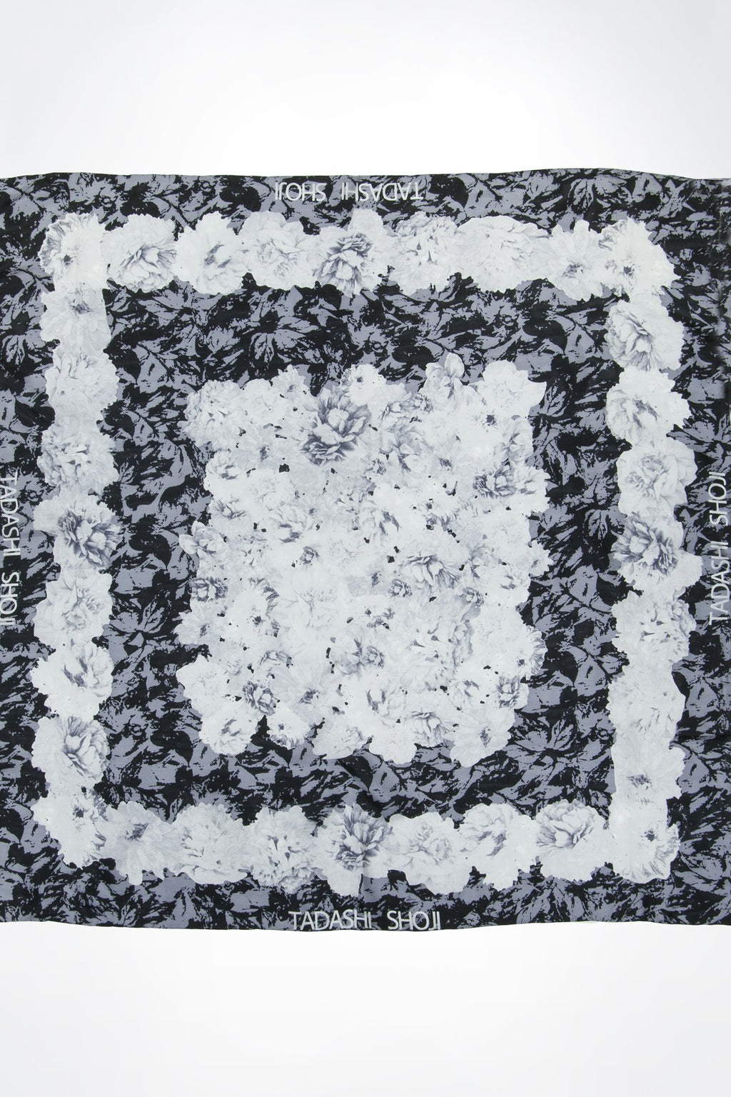 Floral Print Silk Scarf in Grey