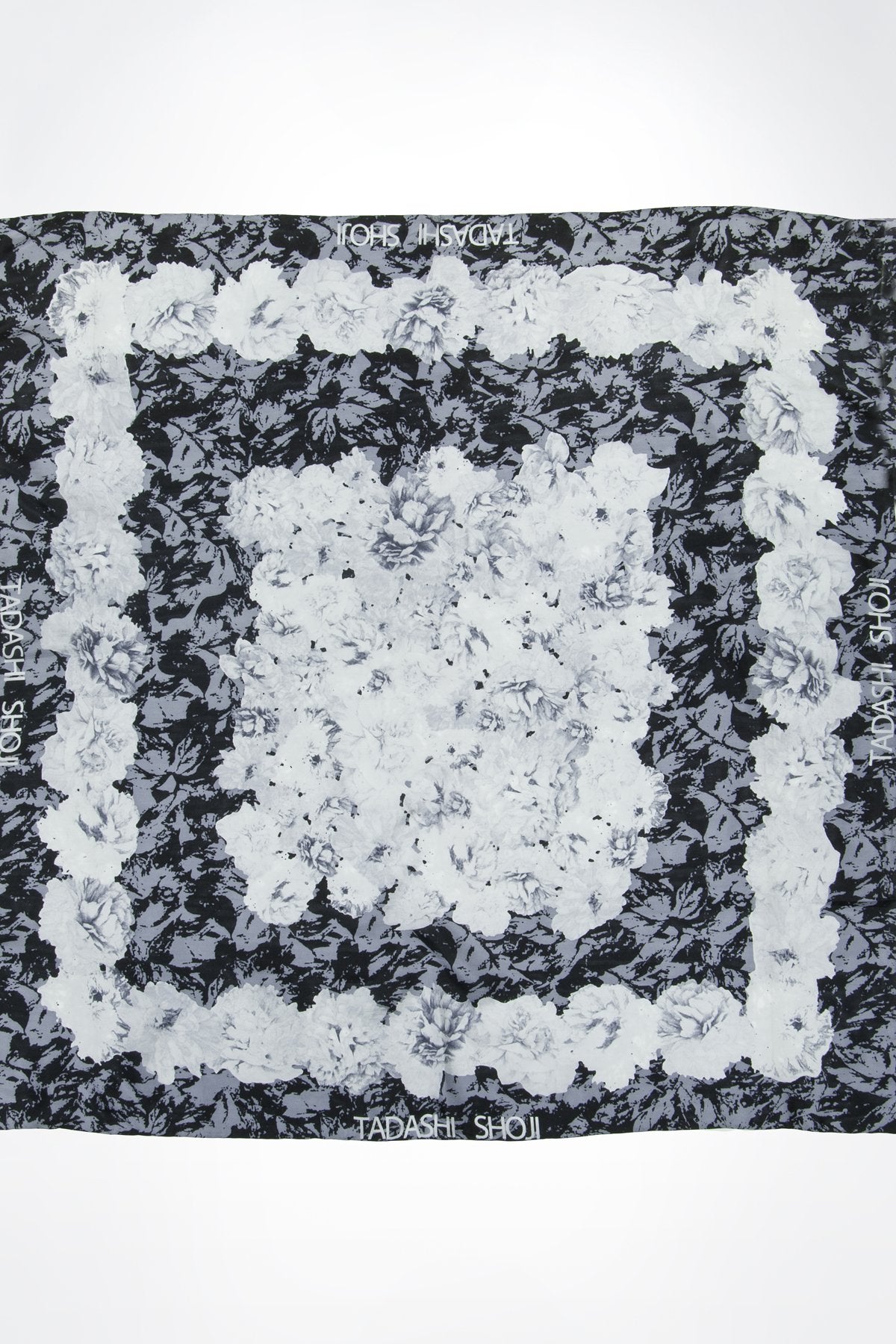 Floral Print Silk Scarf in Grey