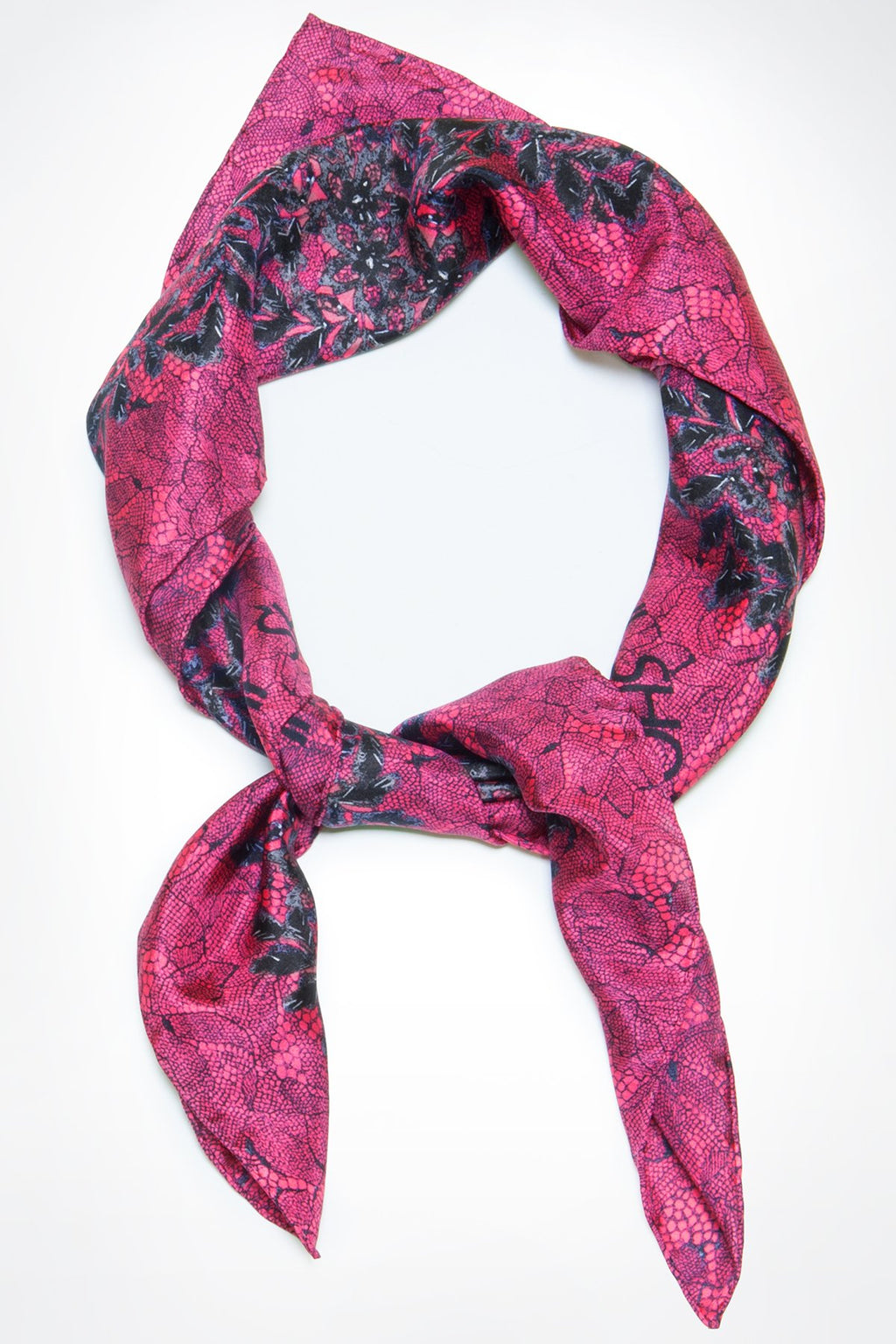 Lace Print Silk Scarf in Pink