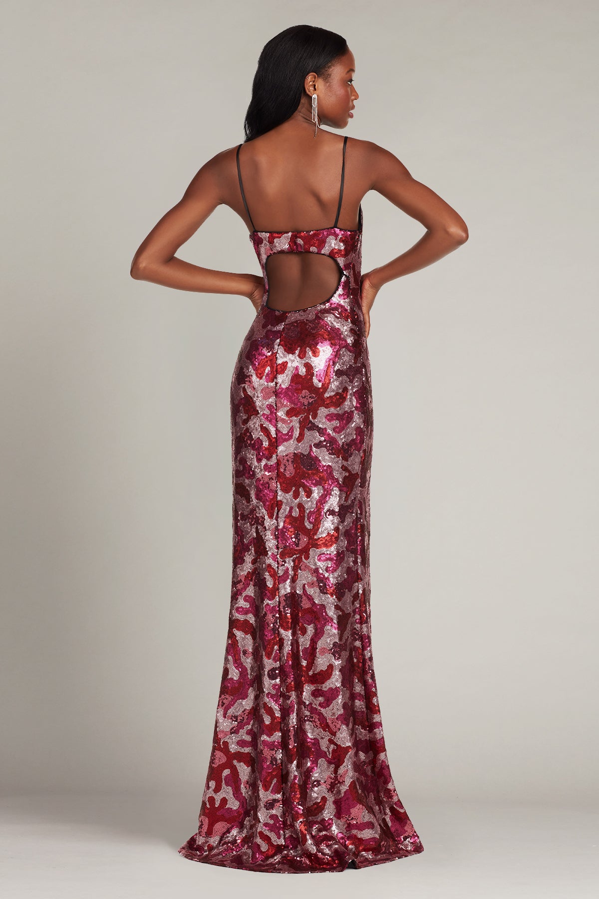 Liza Sequin Spaghetti Strap Gown