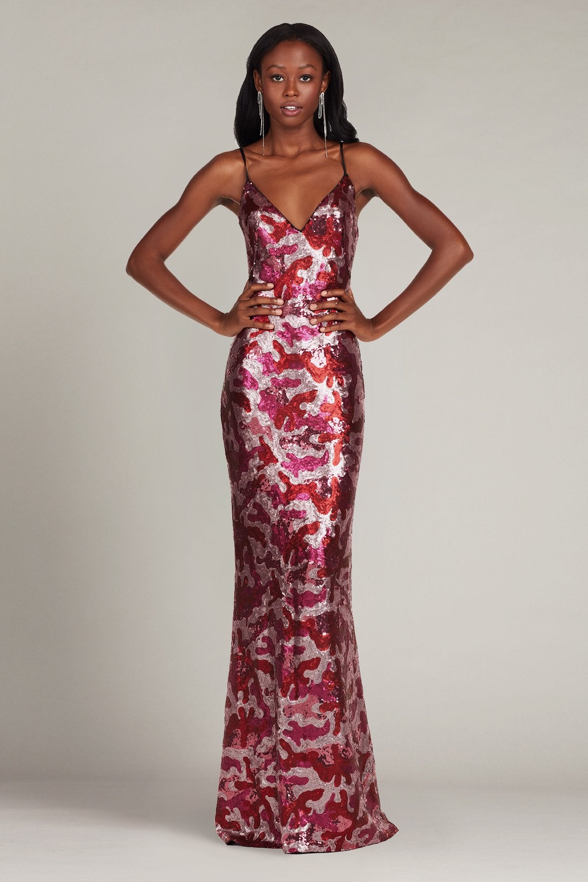 Liza Sequin Spaghetti Strap Gown