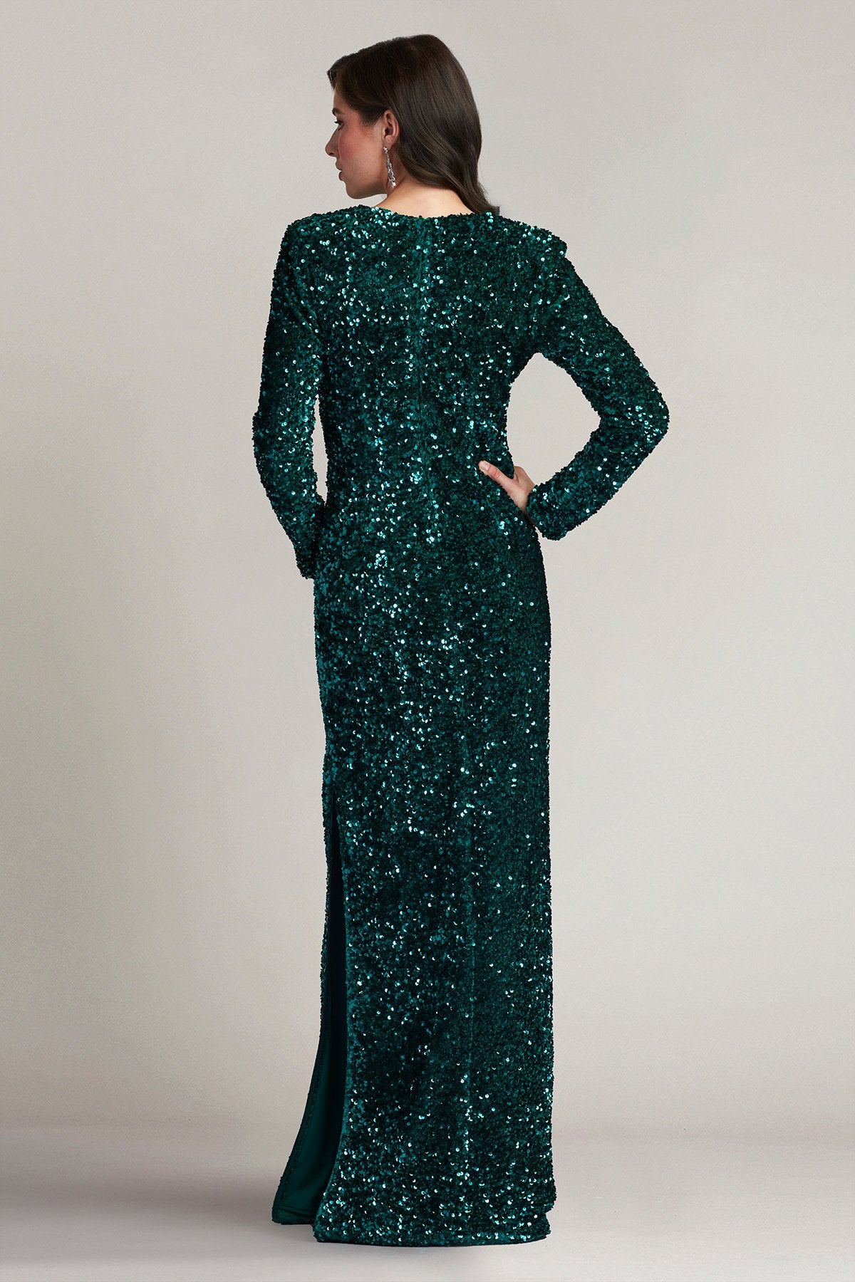 Loxy Sequin Velvet Plunge Gown