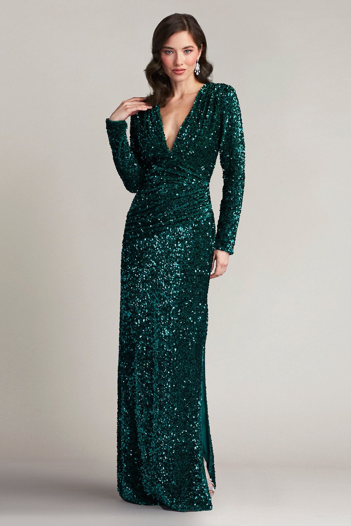 Loxy Sequin Velvet Plunge Gown
