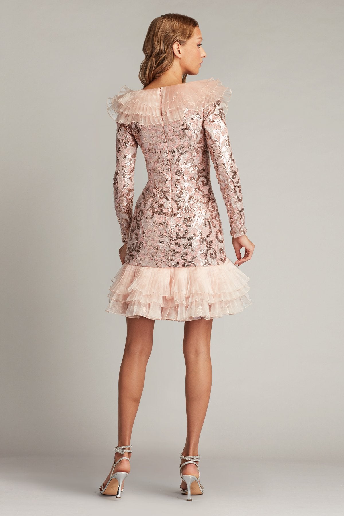 Raelynn Ruffle Sequin Embroidered Mini Dress