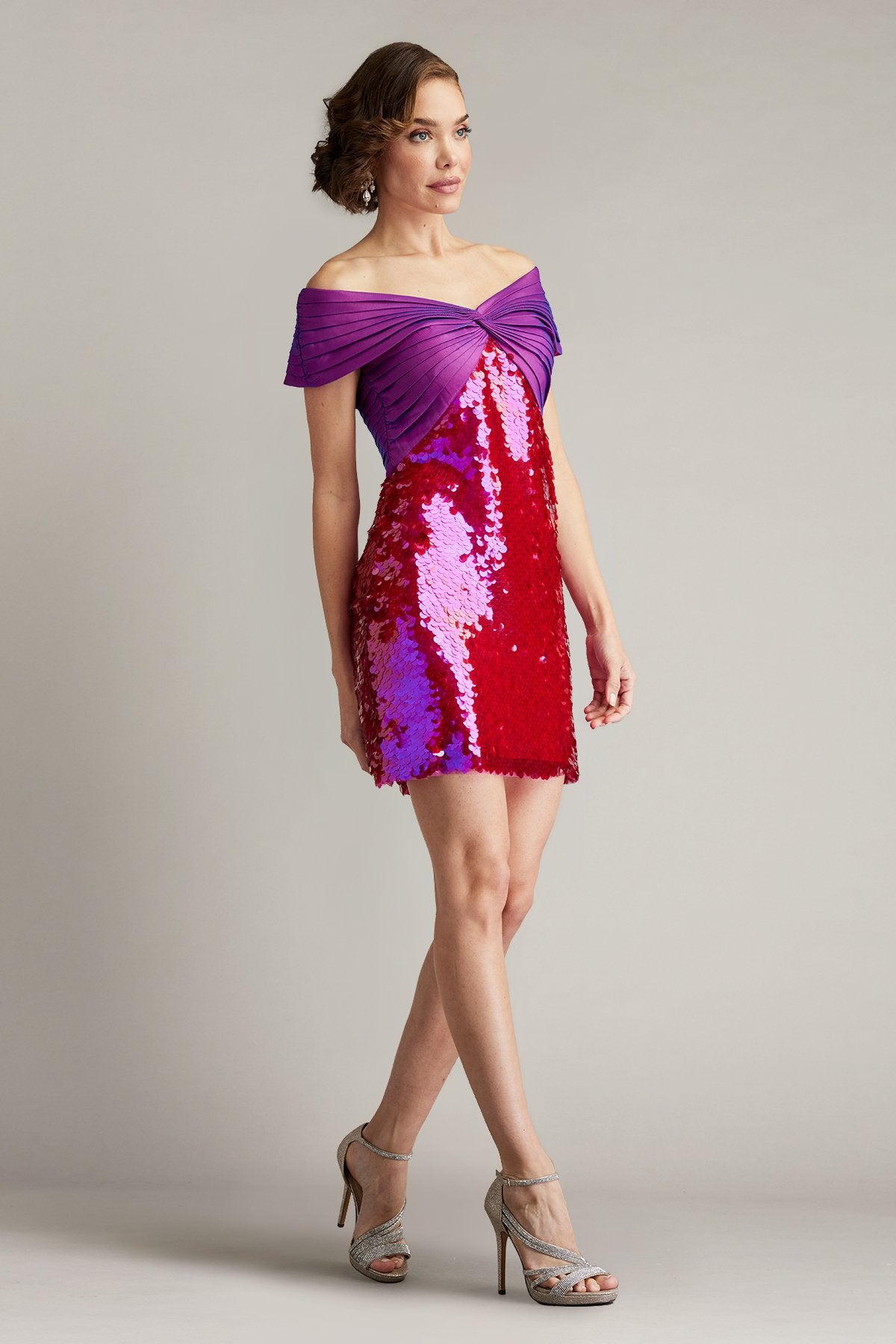 Alby Twist-Drape Sequin Mini Dress
