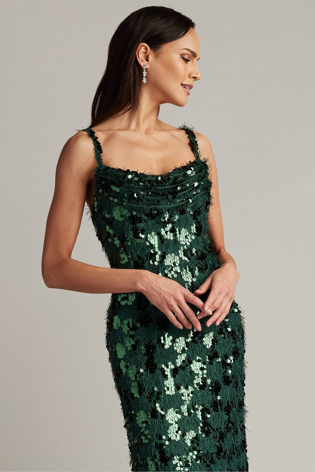 Tinker Sequin Eyelash Fringe Gown
