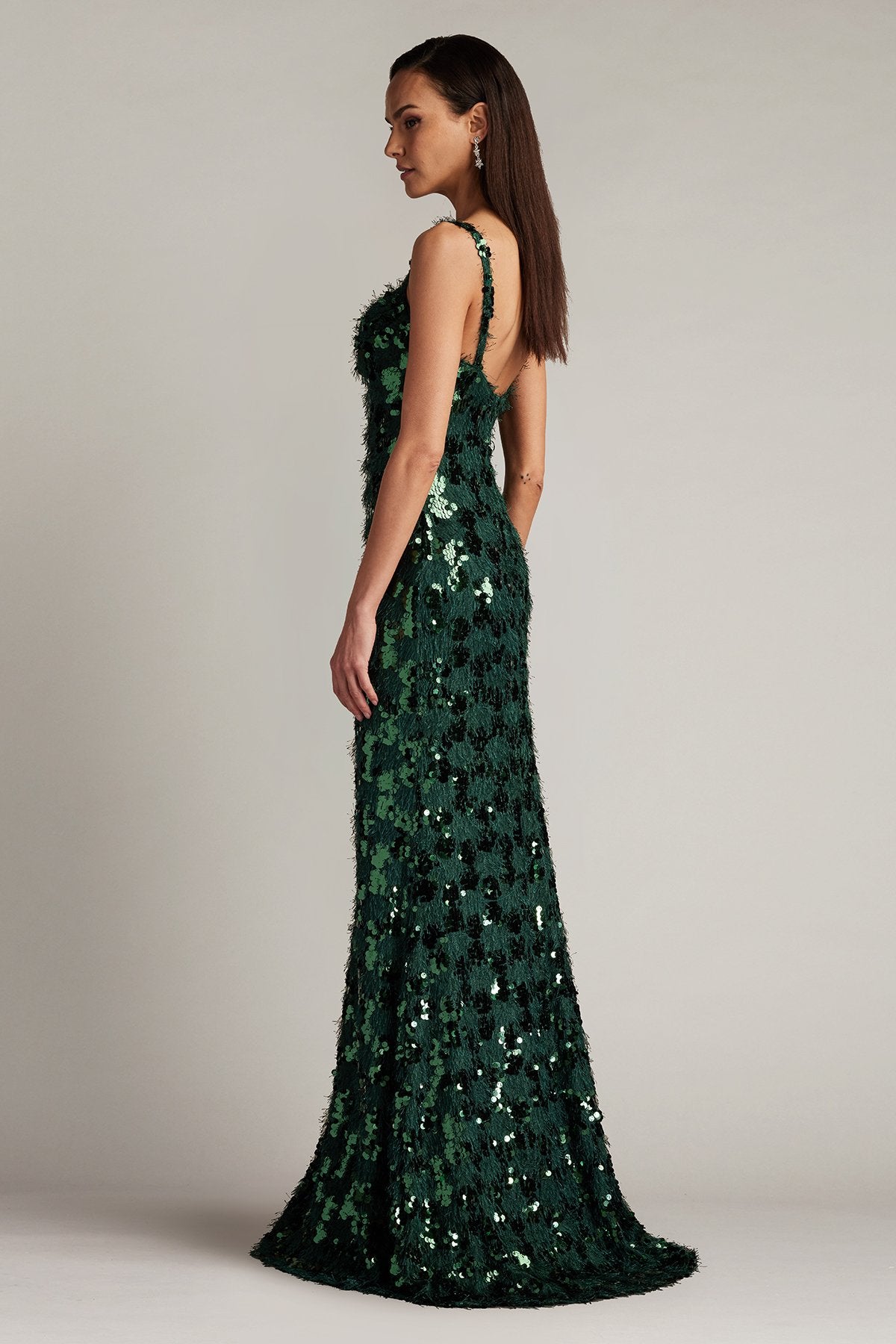 Tinker Sequin Eyelash Fringe Gown