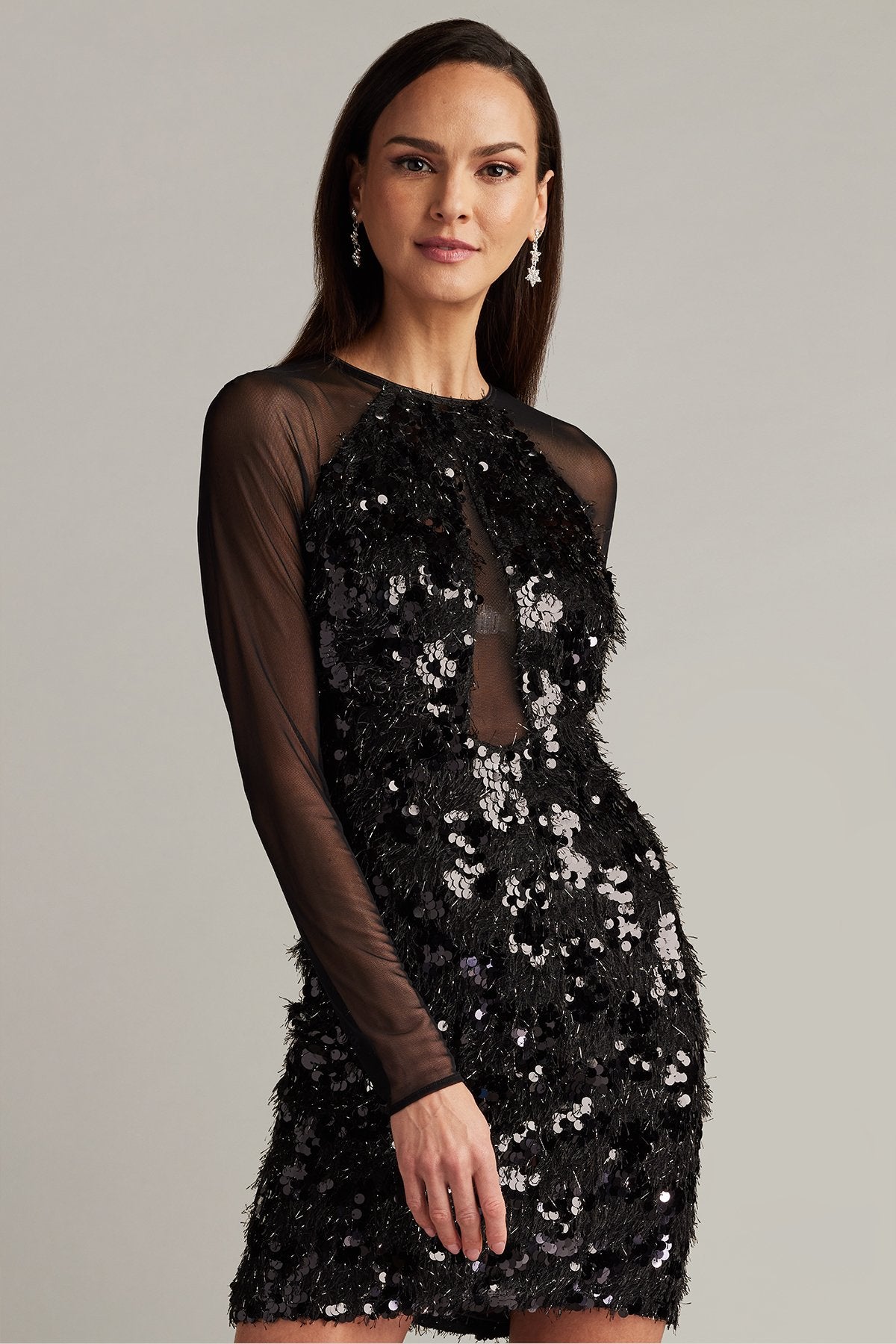 Dina Sequin Eyelash Fringe Mini Dress