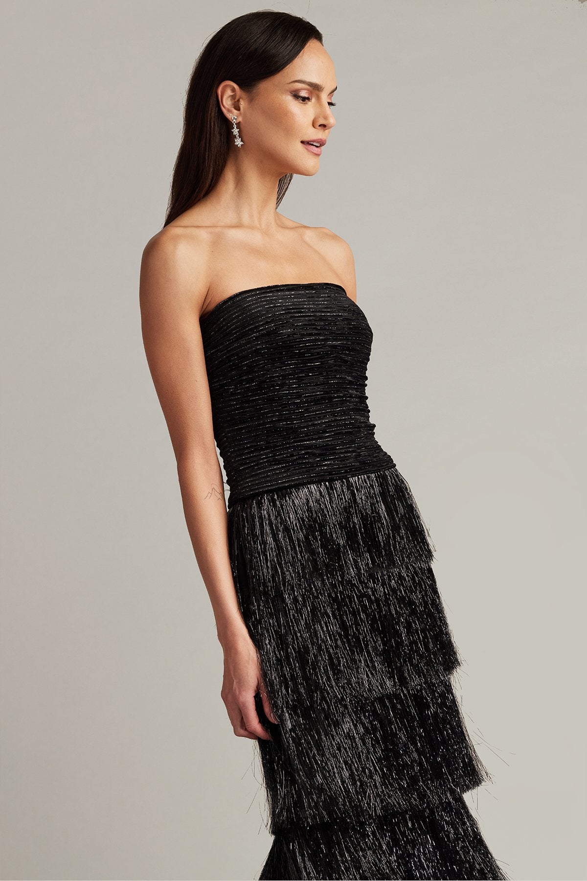 Shania Sequin Velvet Fringe Gown