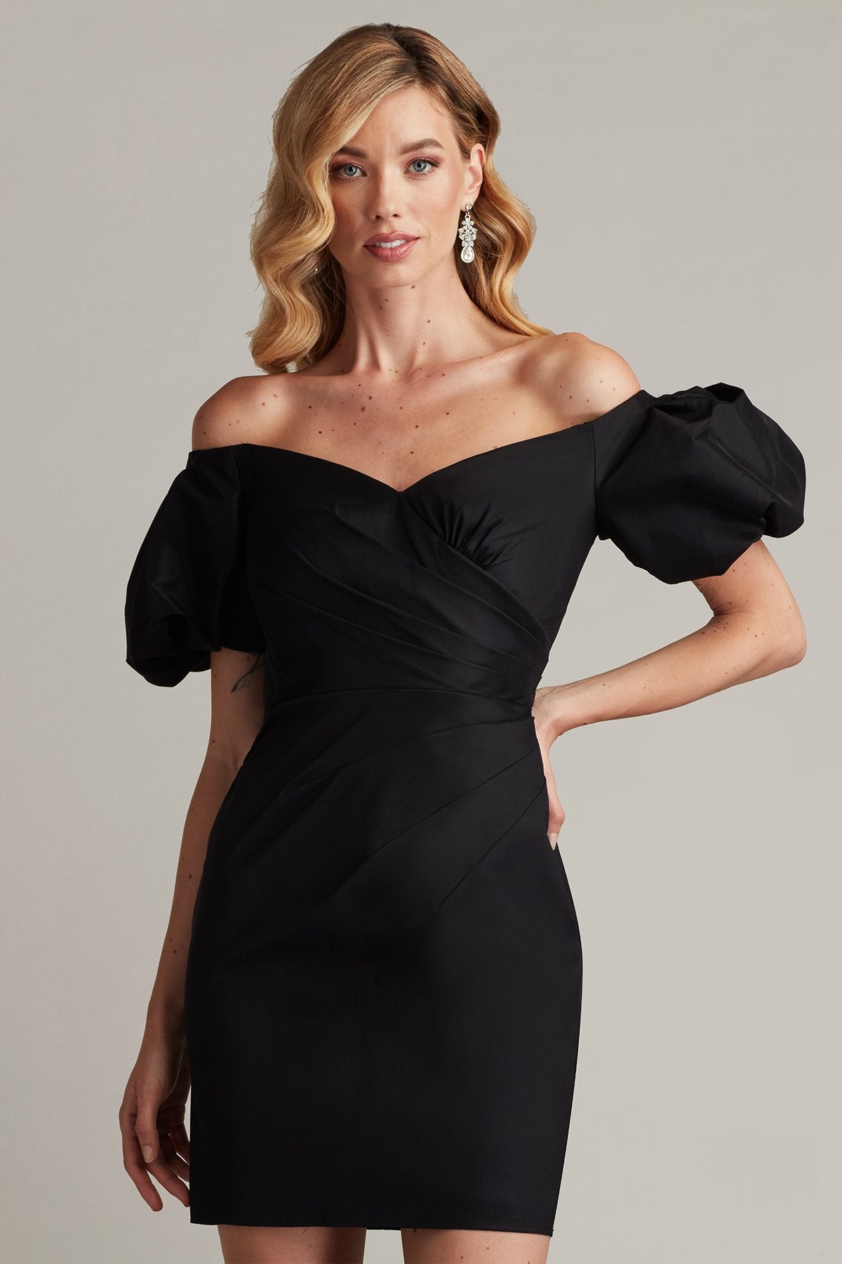 Sofie Puff Sleeve Mini Dress BLACK Tadashi Shoji Official Online Boutique Sofie Puff Sleeve Mini Dress BLACK Tadashi Shoji Official Online Boutique