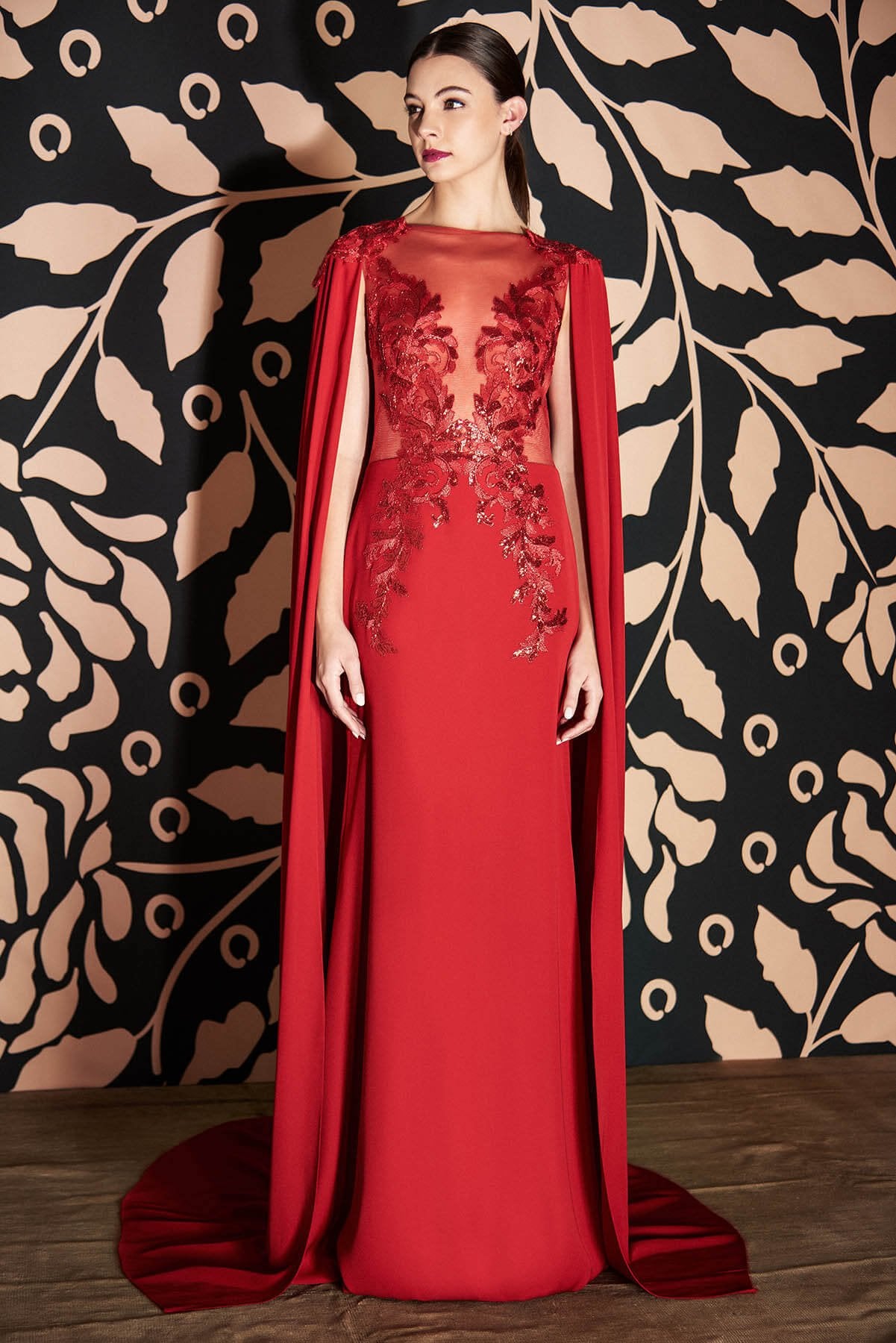 Shyam Crepe Cape Gown