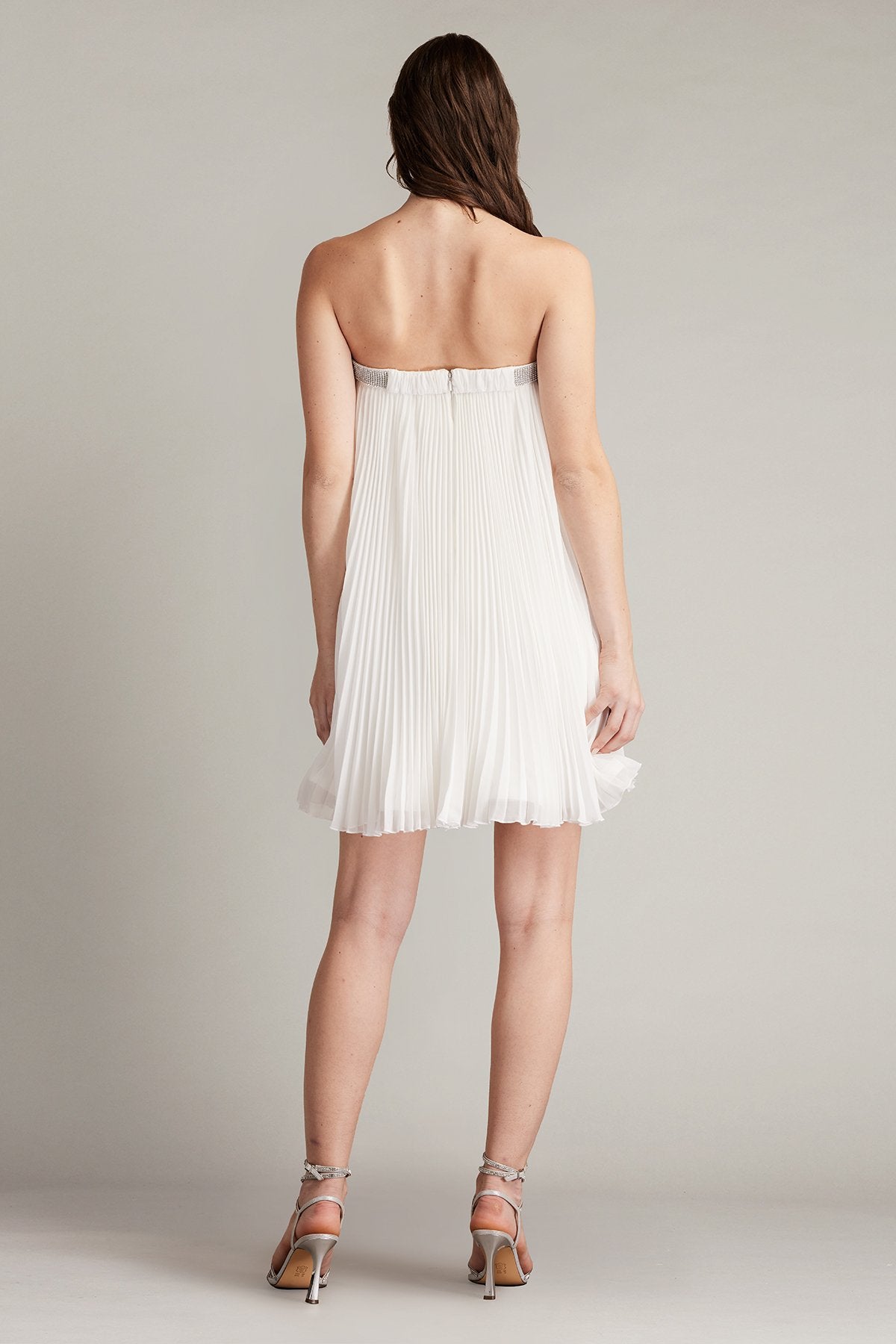 Jemny Pleated Chiffon Trapeze Mini Dress – Tadashi Shoji Official Online Boutique
