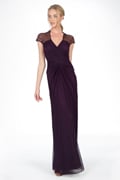 Draped Mesh Sequin Gown in Poppy