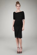 Draped Mesh Cocktail Dress in Black