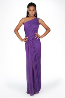 Iridescent Chiffon One Shoulder Gown in Amethyst