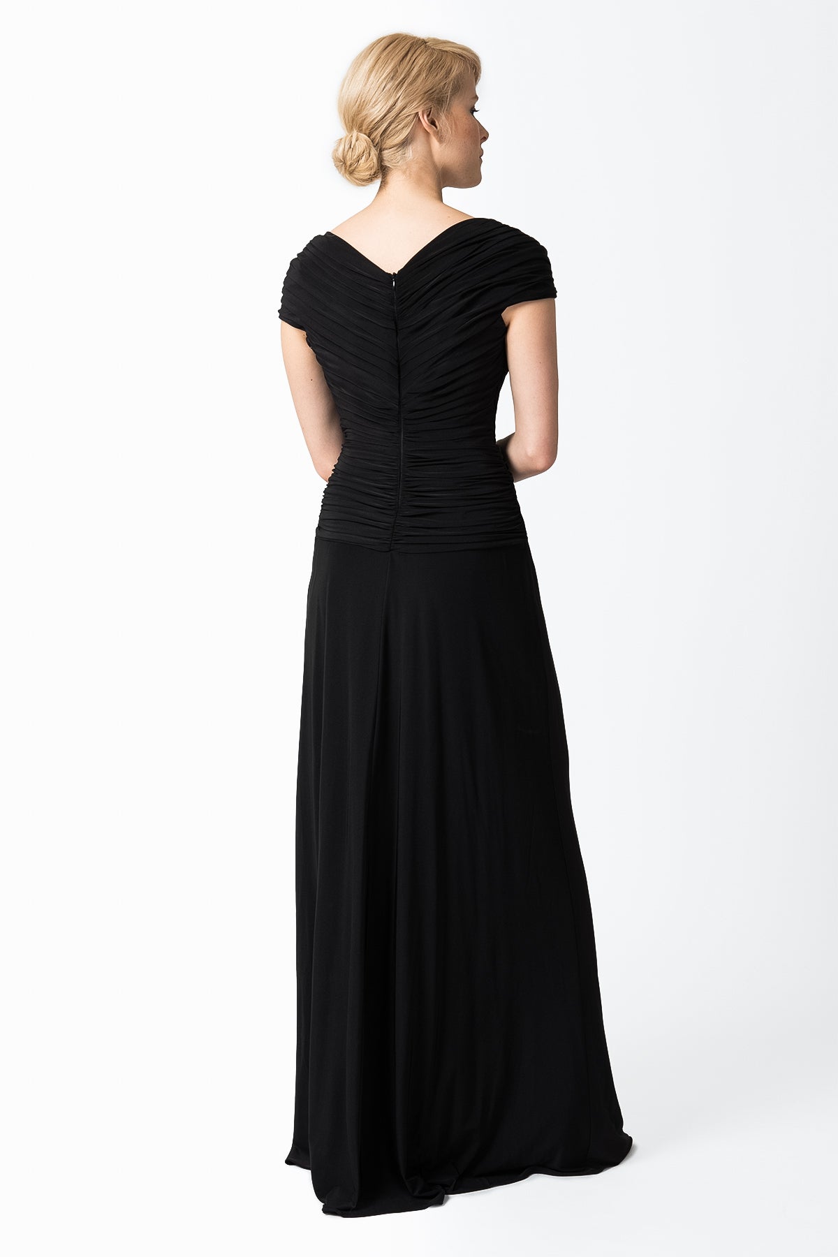Draped Jersey Gown in Black