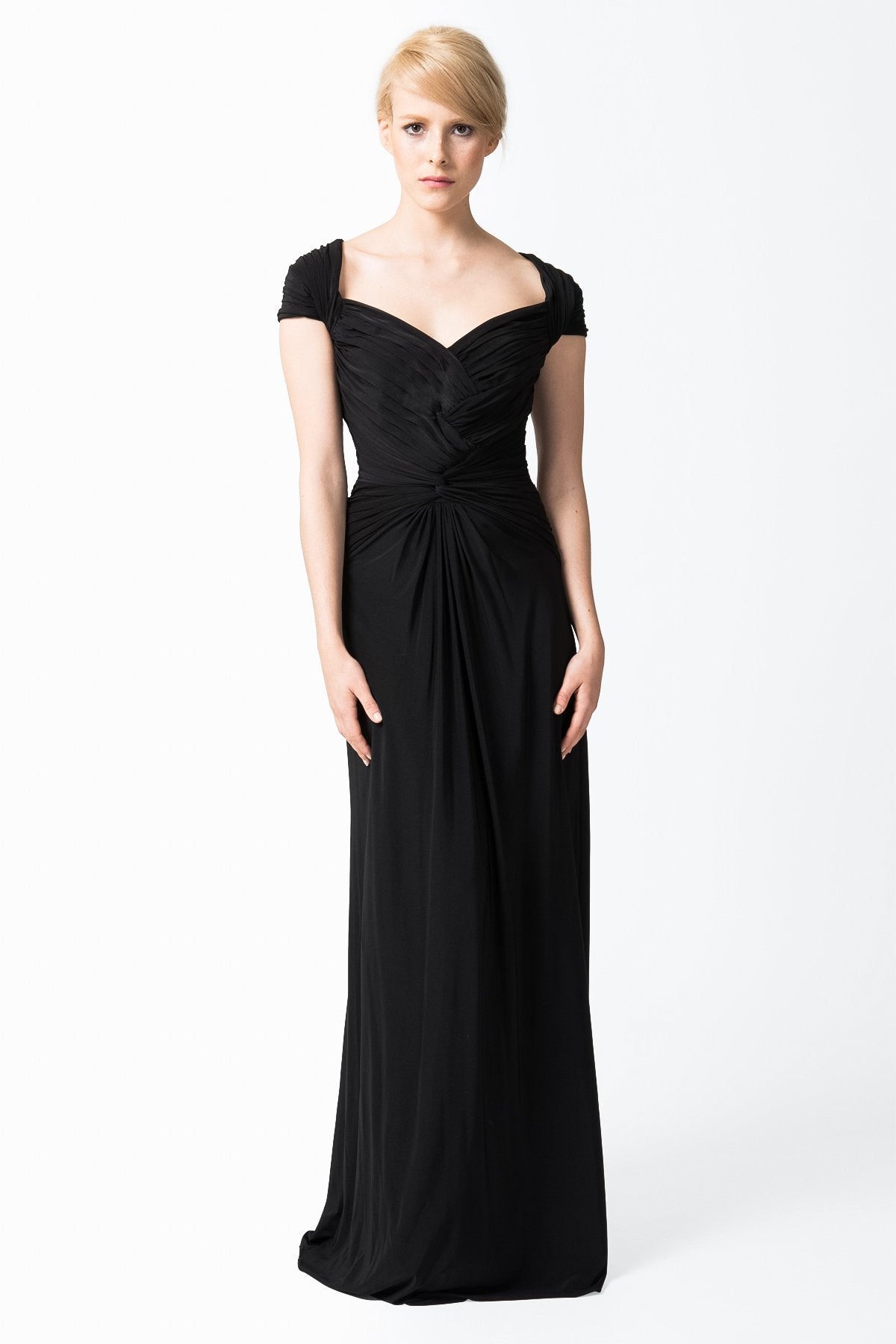 Draped Jersey Gown in Black