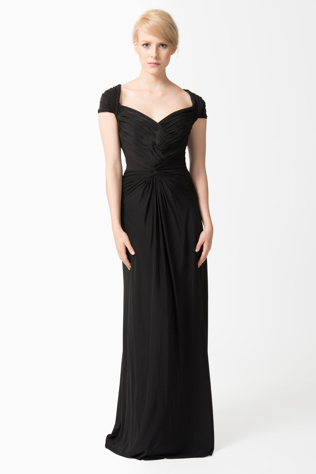 Draped Jersey Gown in Black