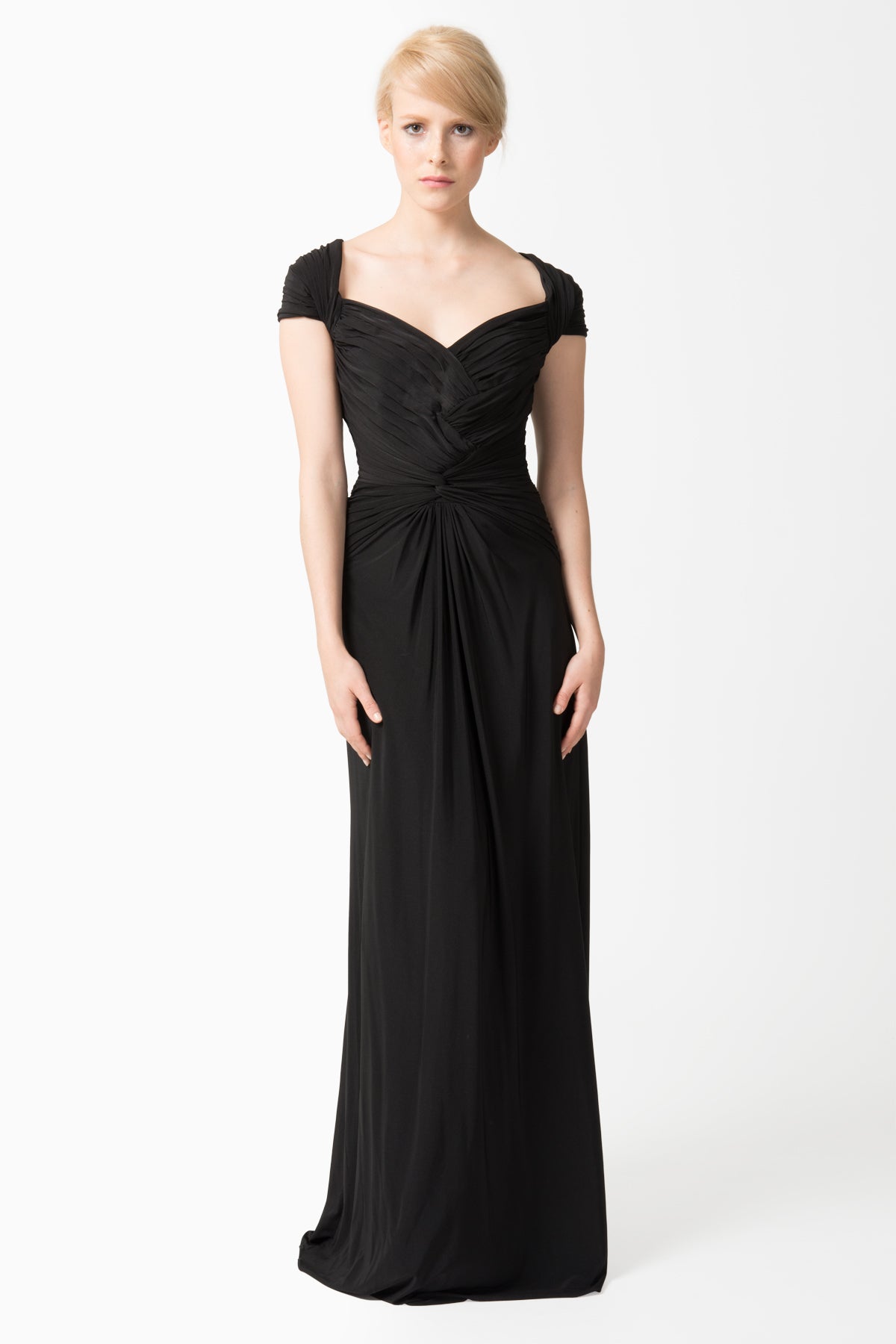 Draped Jersey Gown in Black