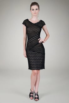 Lace and Silk Medley Dress in Black / Nude