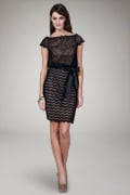 Lace Cocktail Dress in Black / Nude