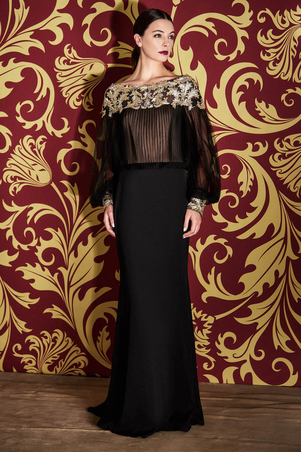 Tadashi Shoji - Tevy Tulle & Crepe Evening Gown