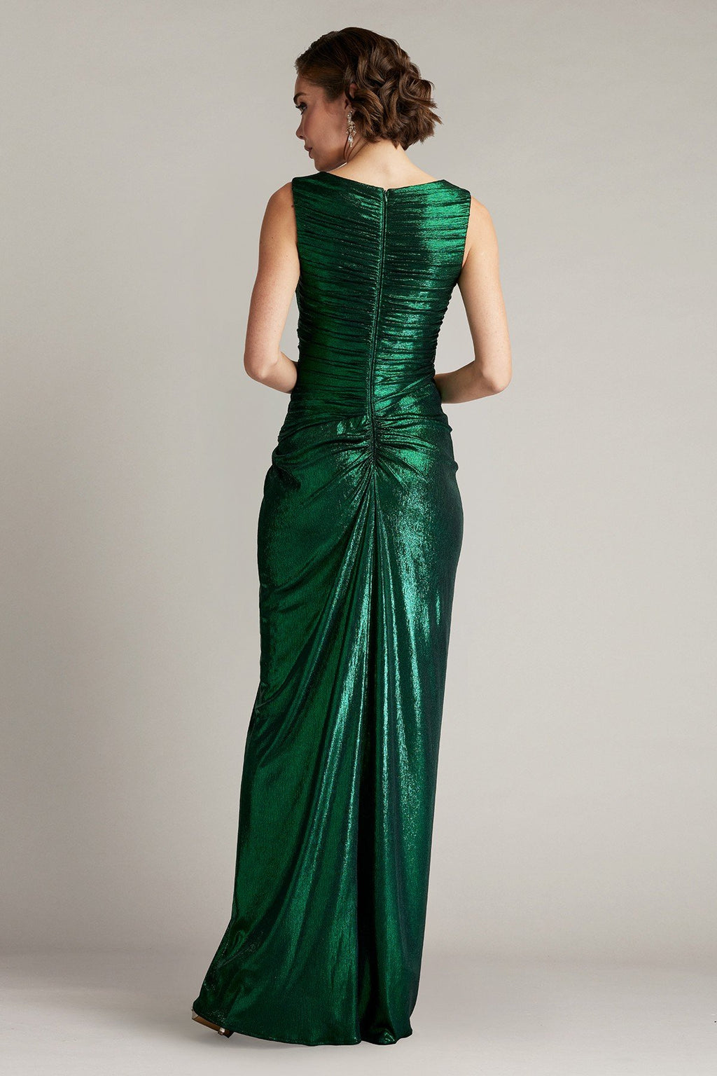 Edana Metallic Waterfall Drape Gown