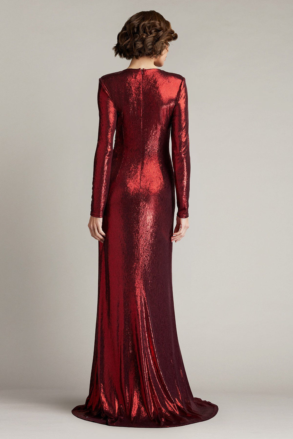 Esau Metallic Crisscross Draped Gown