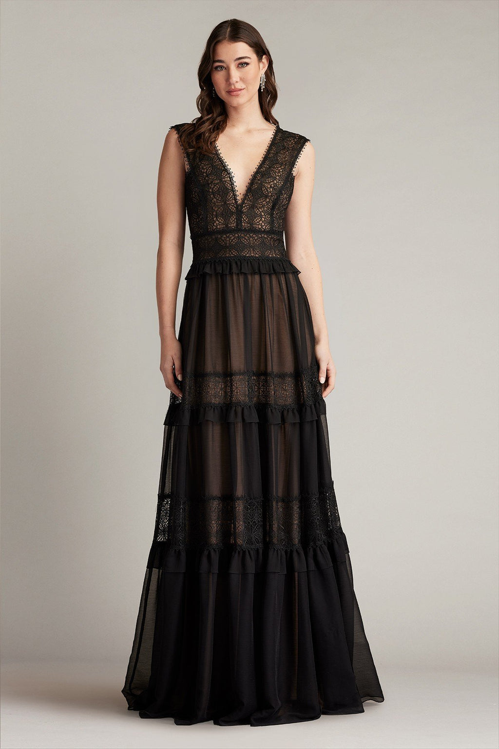 Shiva Tiered Embroidered Tulle Gown