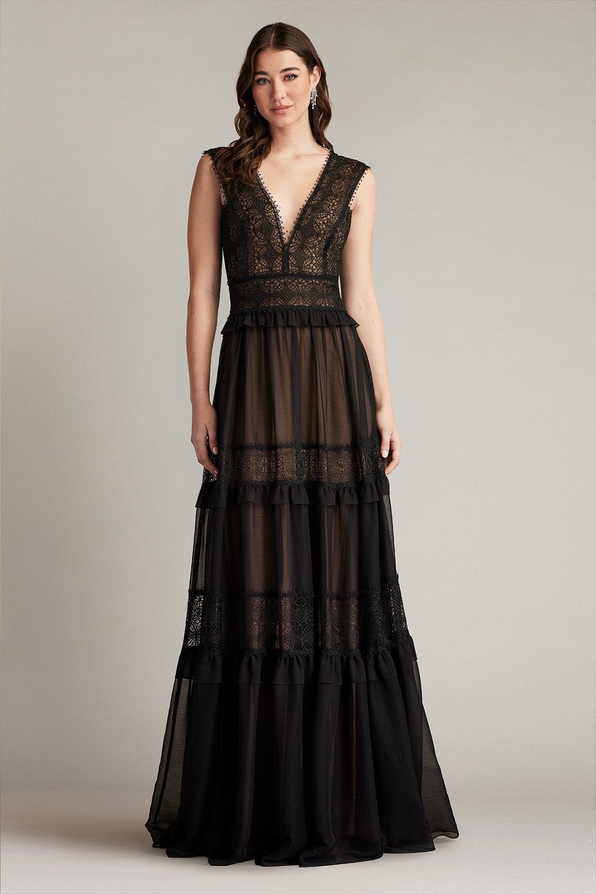 Shiva Tiered Embroidered Tulle Gown