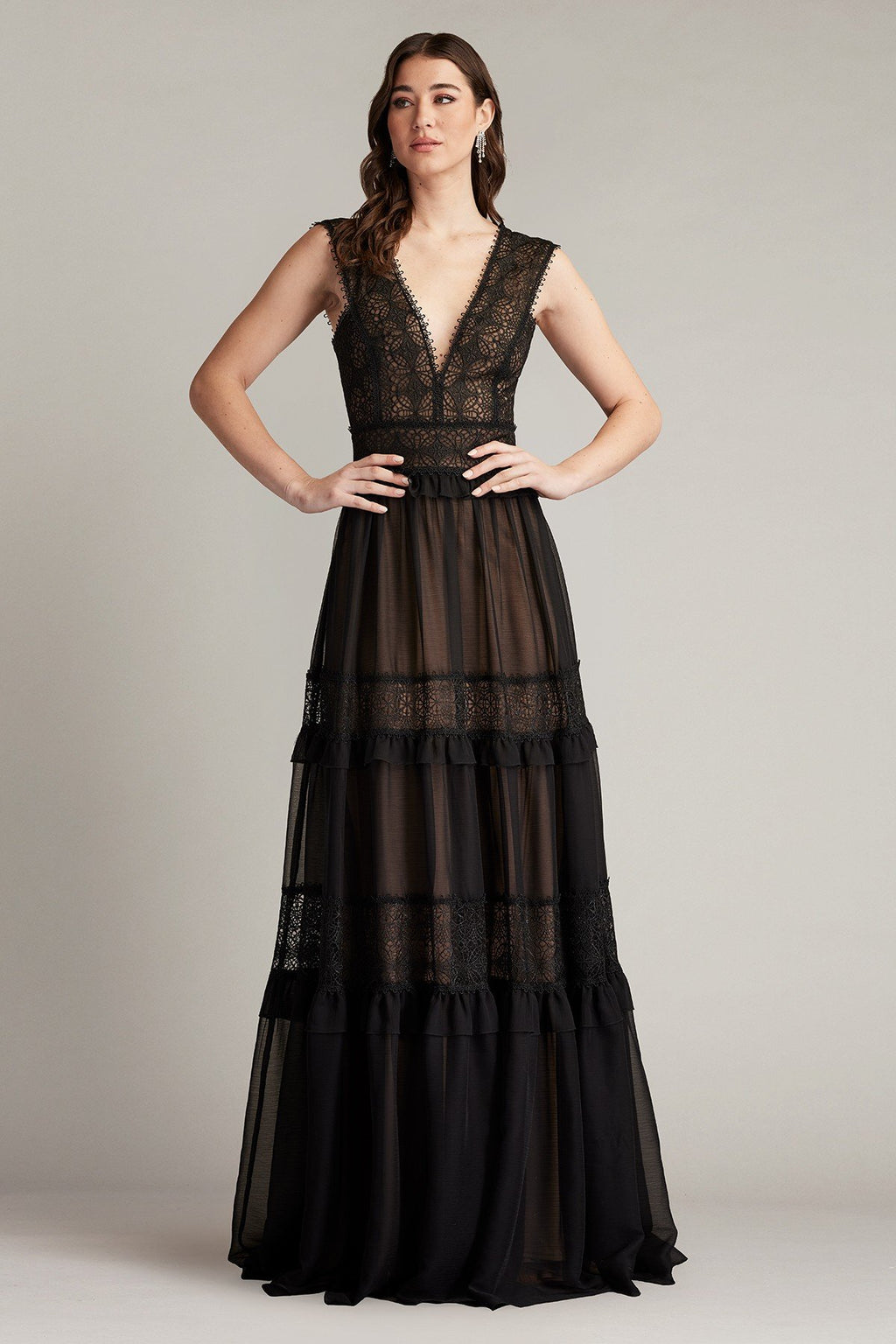 Shiva Tiered Embroidered Tulle Gown