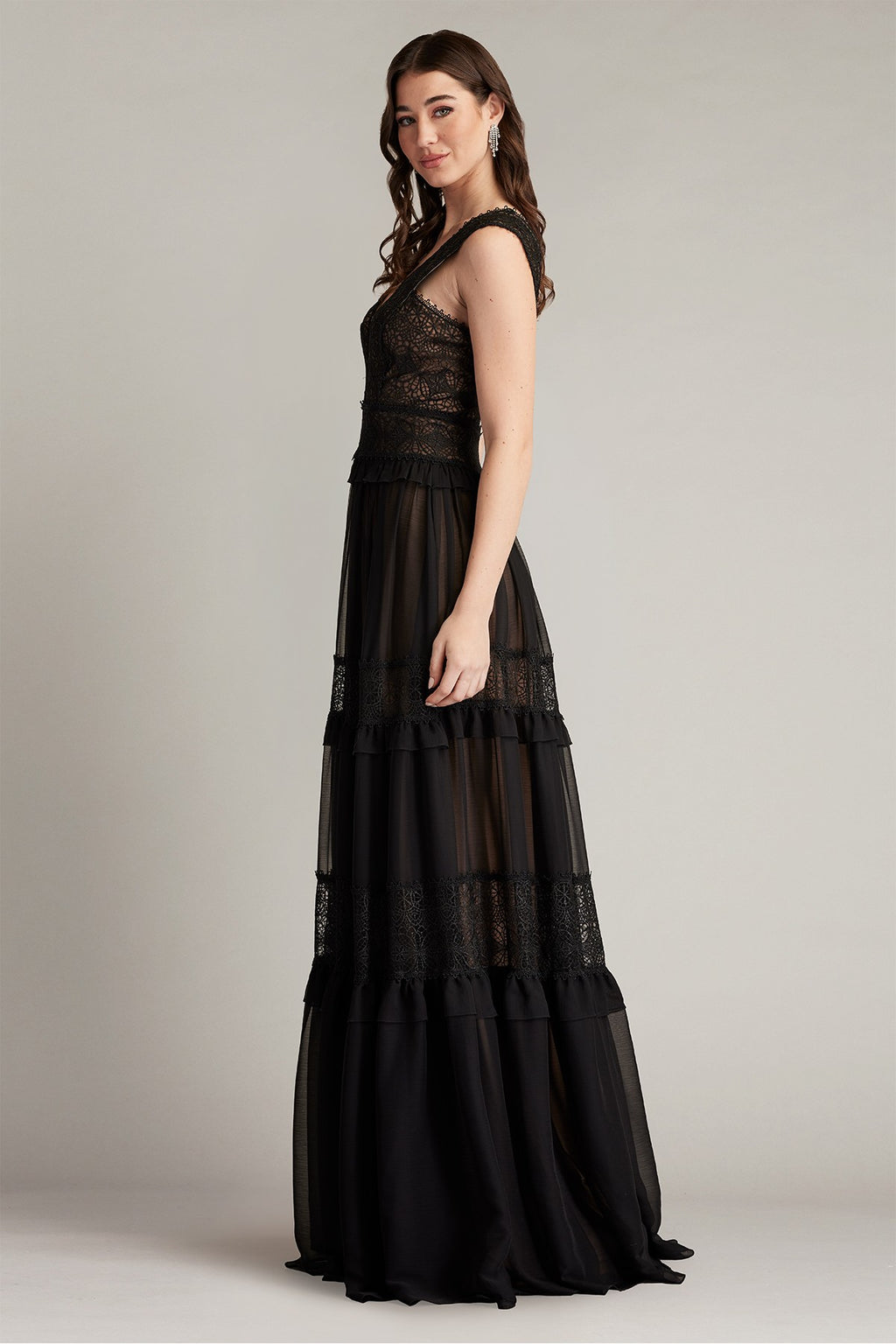 Shiva Tiered Embroidered Tulle Gown