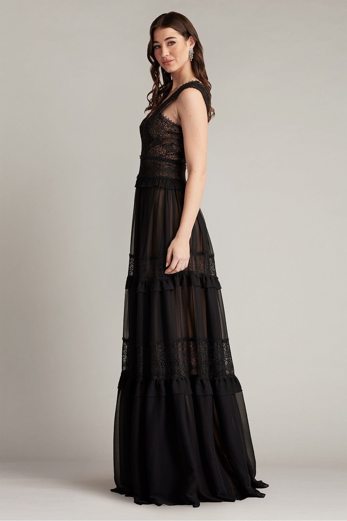 Shiva Tiered Embroidered Tulle Gown
