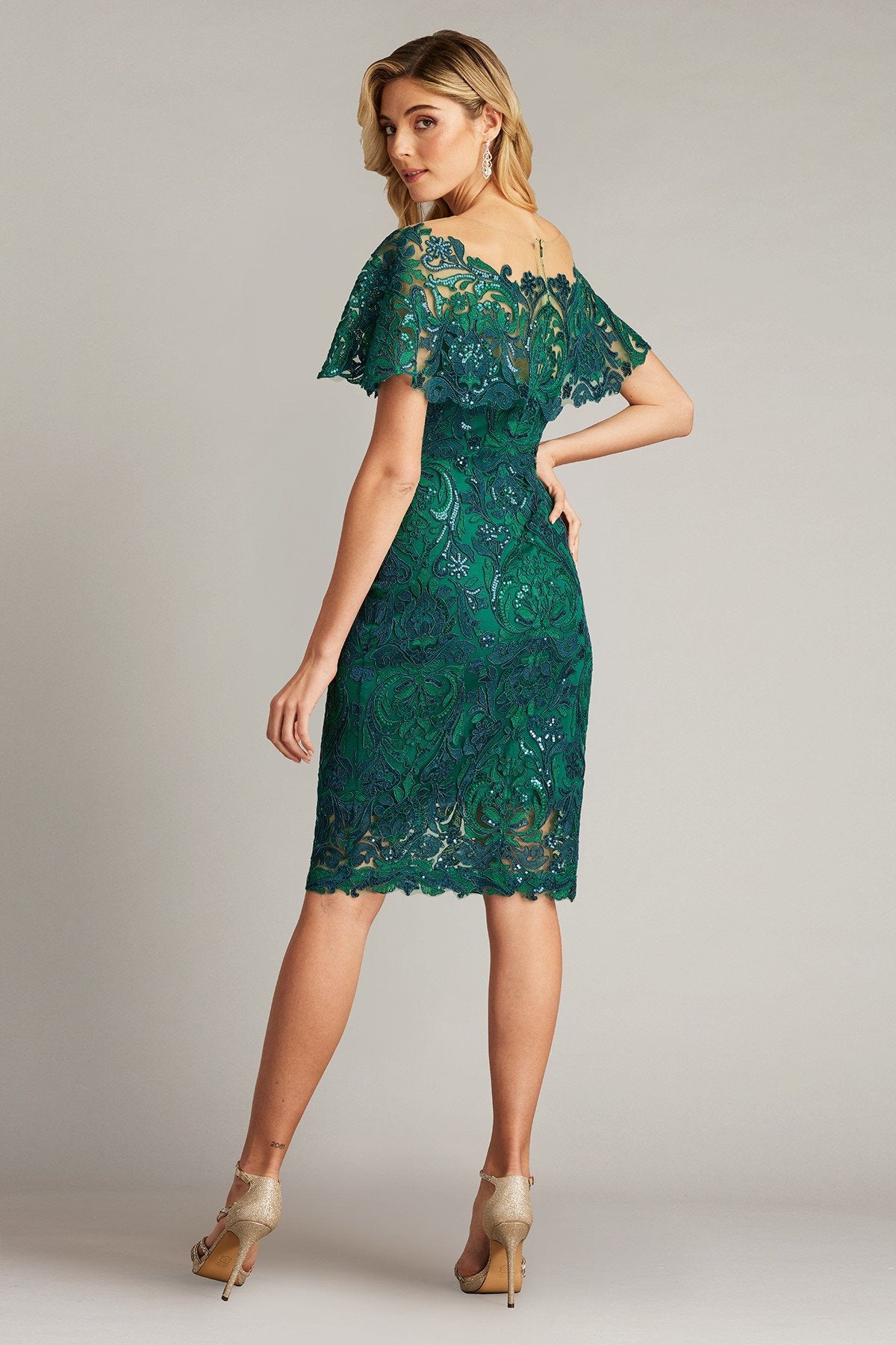 Gidare Sequin Embroidered Illusion Dress