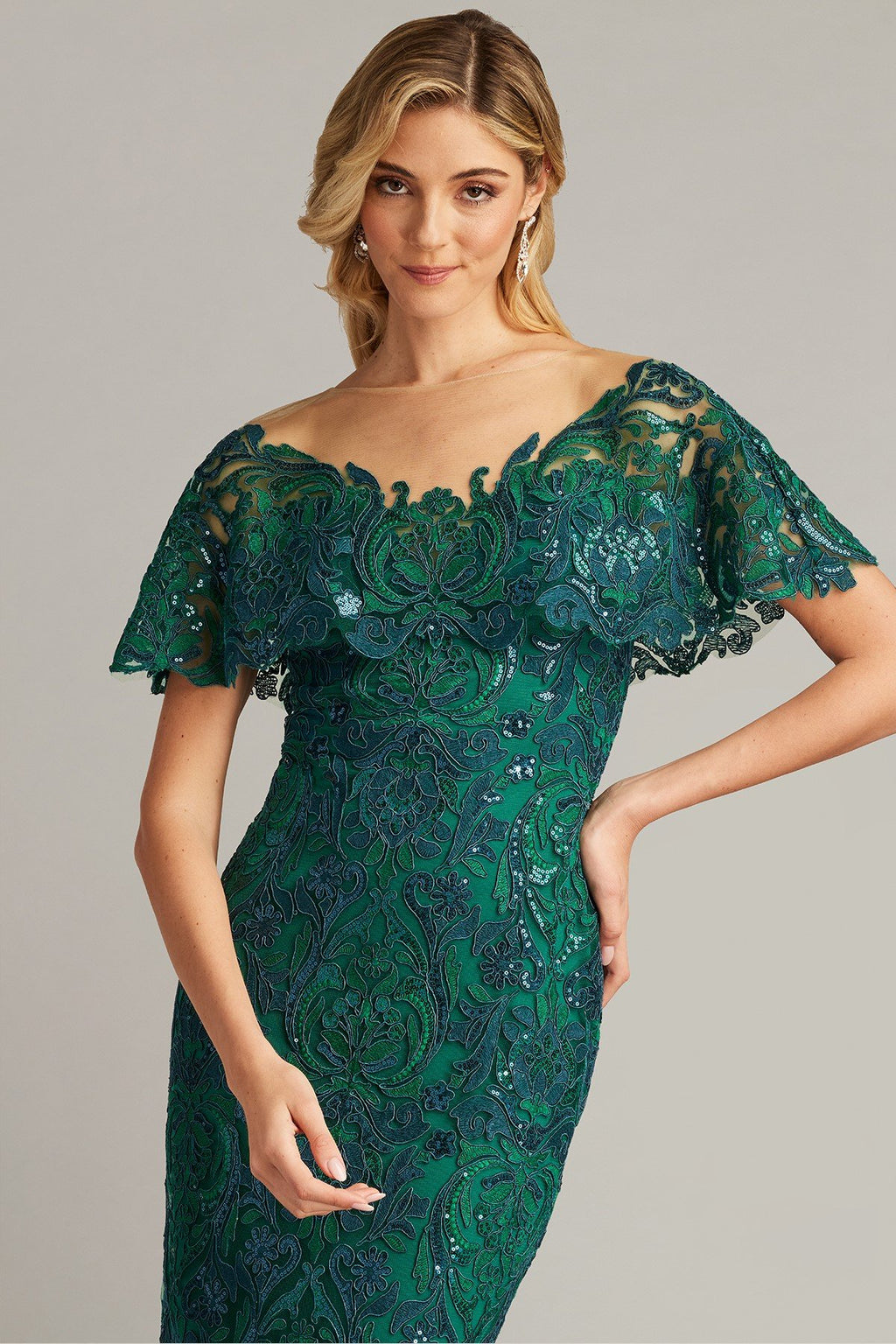 Gidare Sequin Embroidered Illusion Dress