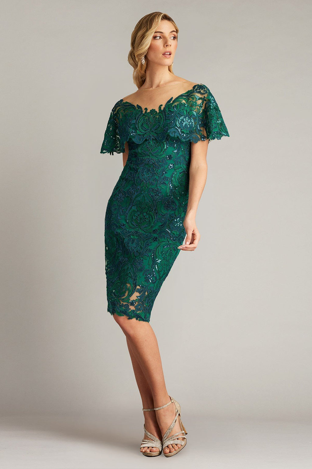Gidare Sequin Embroidered Illusion Dress