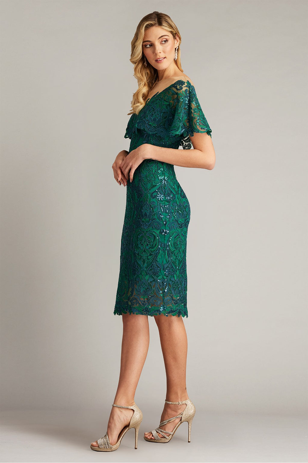 Gidare Sequin Embroidered Illusion Dress