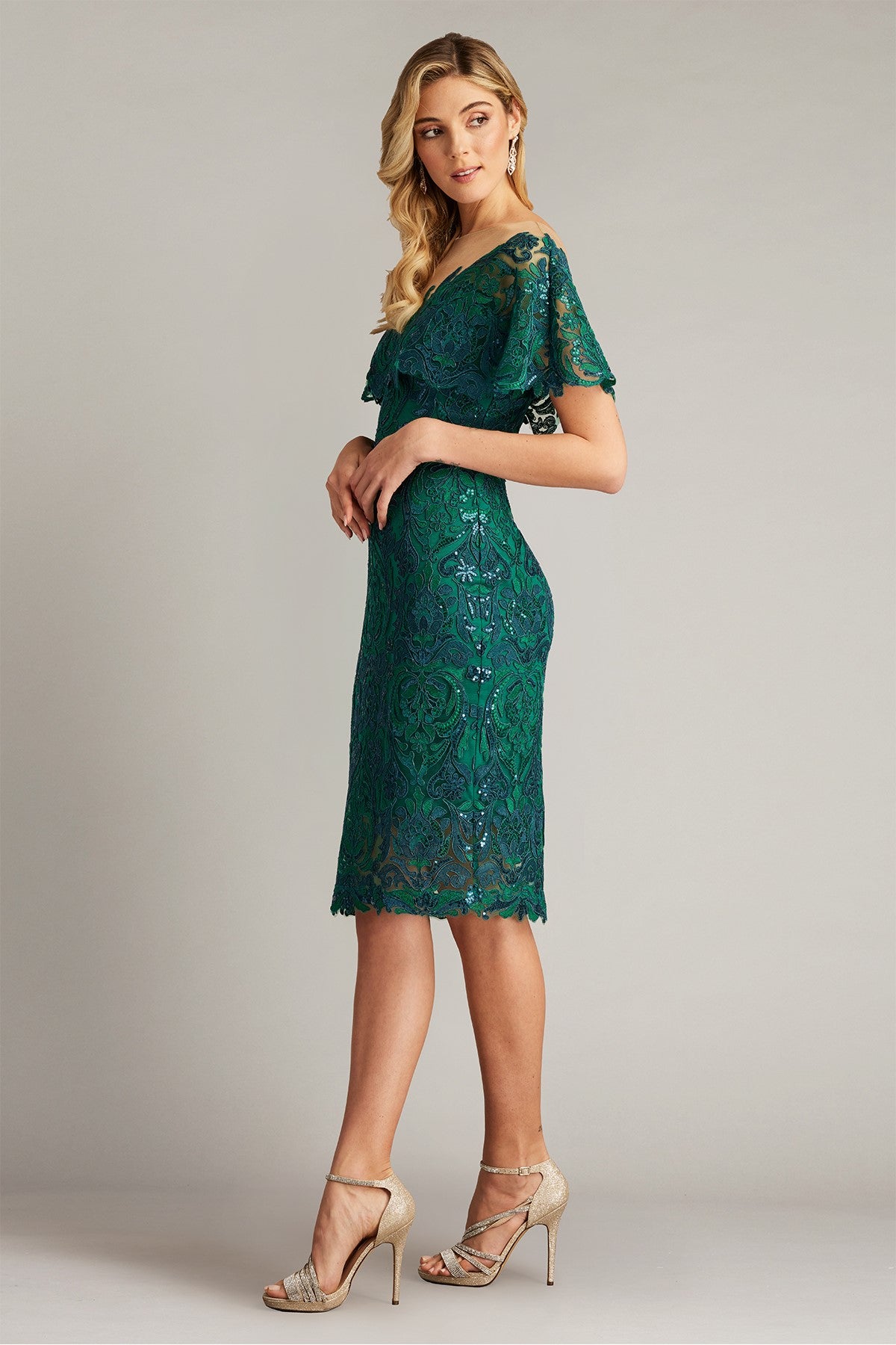Gidare Sequin Embroidered Illusion Dress