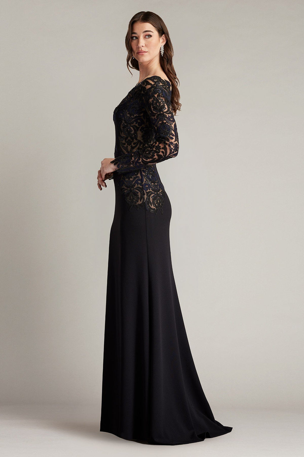 Damita Sequin Embroidered Illusion Gown